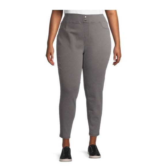 Terra & Sky Women's Plus Size Tummy Control Jeggings Gray - Picture 1 of 13